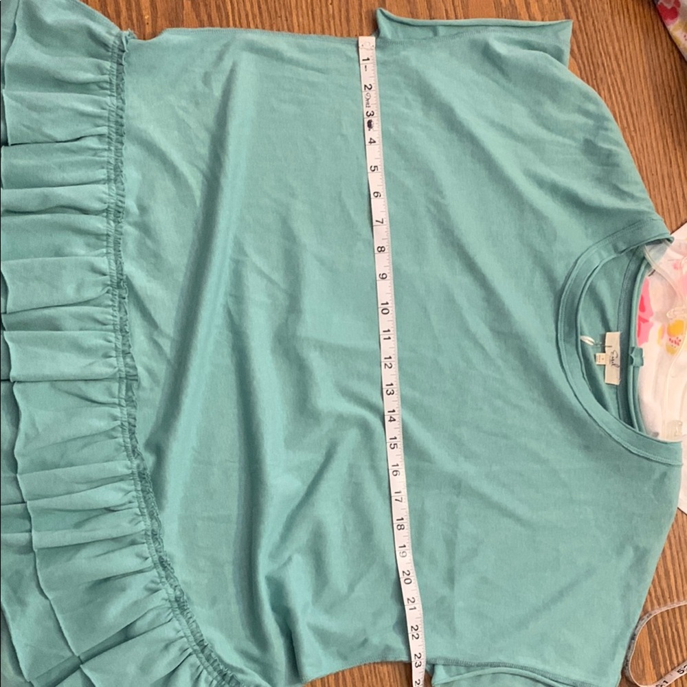 Easel Green Short Sleeve Shirt with Ruffles NWT - Picture 3 of 8
